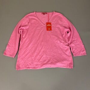 J.J. Basics Pullover Sweater Women's 2X Plus Size Pink V-Neck Top‎ New NWT